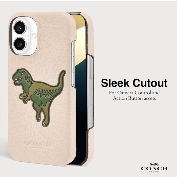 Coach Genuine Debossed Pebbled iPhone 16 Case Rexy -Ivory - Picture 6 of 9